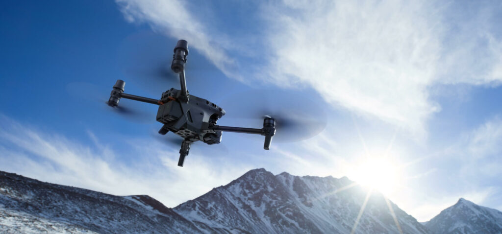 DJI Matrice M30T Enterprise Drone Camera Combo Pack with integrated thermal camera, visual zoom lens, laser rangefinder, and foldable industrial drone design for tactical missions.