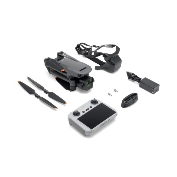 DJI Mavic 3 Pro drone with standard DJI RC remote controller, featuring triple-camera system, foldable design, and advanced flight features for professional aerial photography.