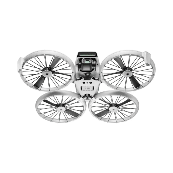 DJI Flip Fly More Combo featuring compact FPV drone with ducted propellers, intelligent batteries, RC controller, charging hub, and propeller guards for immersive flight.