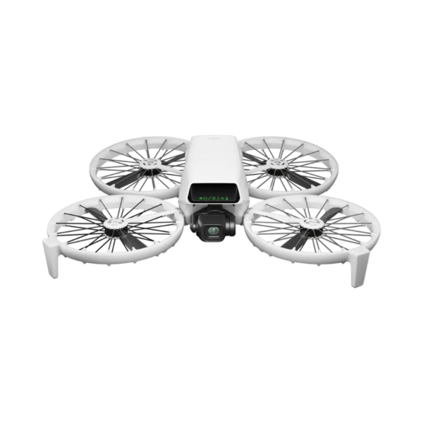 DJI Flip Fly More Combo featuring compact FPV drone with ducted propellers, intelligent batteries, RC controller, charging hub, and propeller guards for immersive flight.