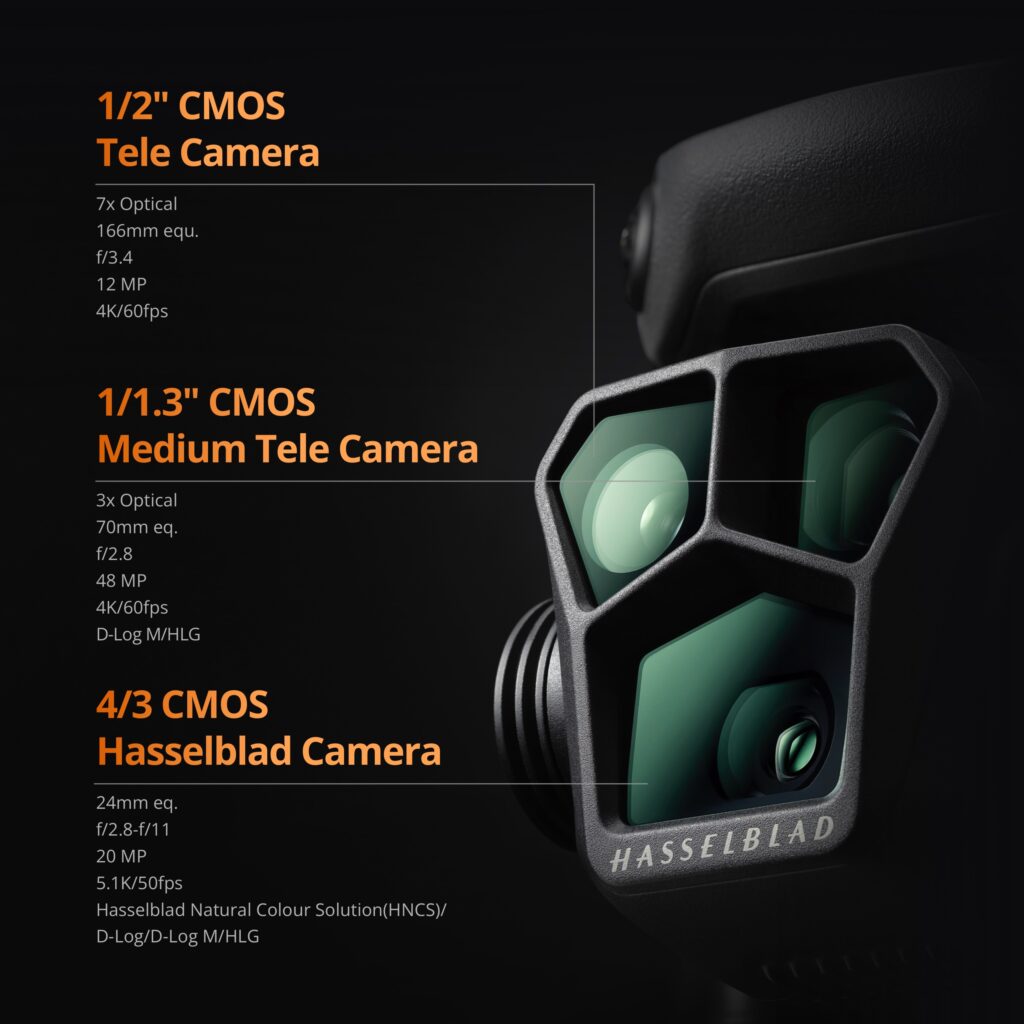 DJI Mavic 3 Pro drone with standard DJI RC remote controller, featuring triple-camera system, foldable design, and advanced flight features for professional aerial photography.