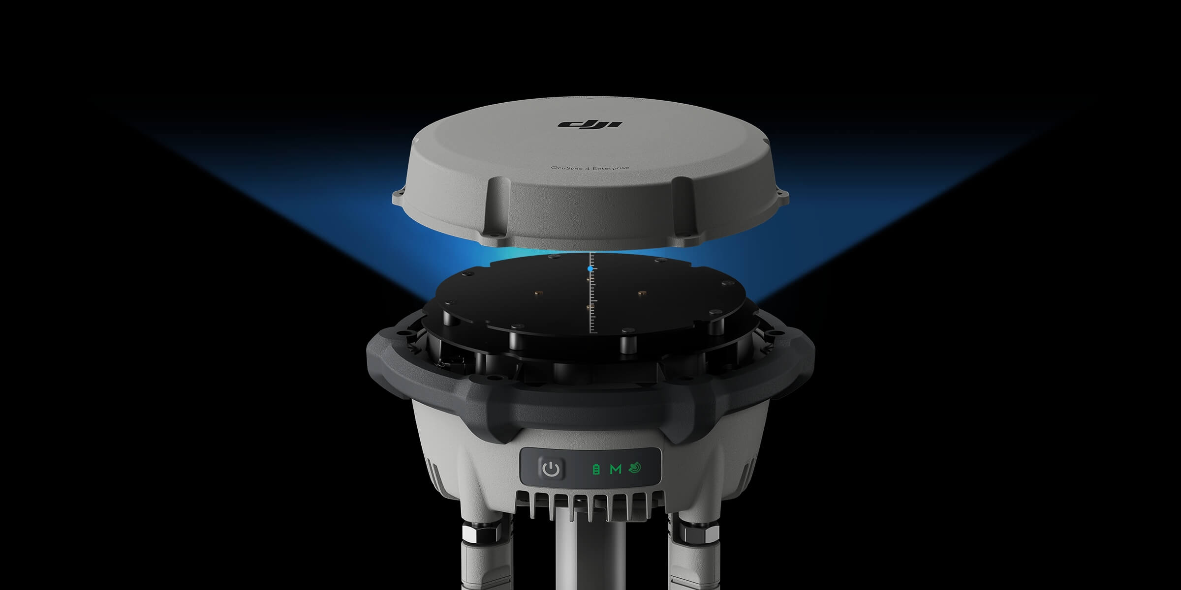 DJI D-RTK 3 Multifunctional Station with antennas extended and rugged design, providing high-precision GNSS positioning, long-range communication, and real-time RTK correction.