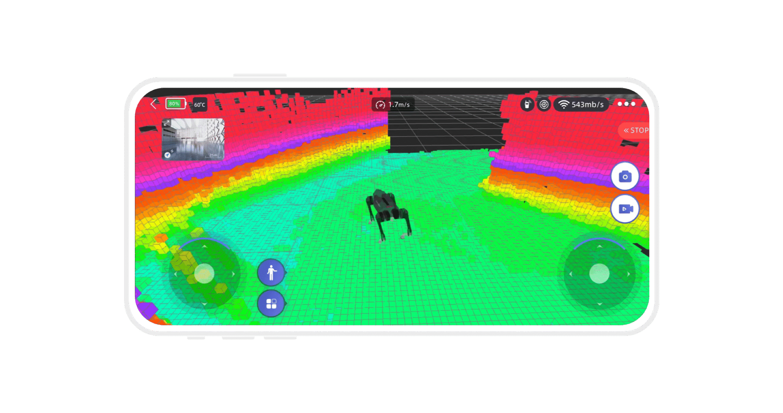 Unitree Go2 EDU-U2 quadruped robot with handheld controller and U2 LiDAR sensor, designed for robotics research, SLAM navigation, and STEM education.