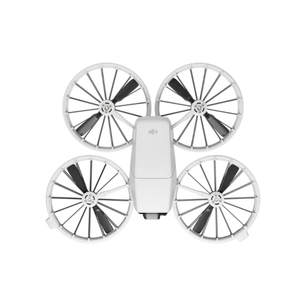 DJI Flip Fly More Combo featuring compact FPV drone with ducted propellers, intelligent batteries, RC controller, charging hub, and propeller guards for immersive flight.