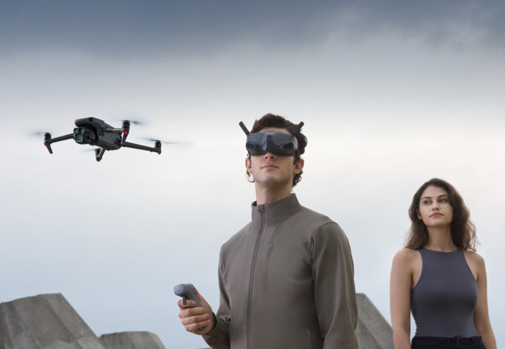 DJI Mavic 3 Pro drone with standard DJI RC remote controller, featuring triple-camera system, foldable design, and advanced flight features for professional aerial photography.
