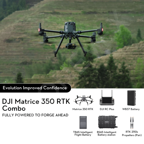DJI Matrice 350 RTK enterprise drone with advanced RTK GNSS, rugged airframe, multi-payload support, and IP55 weather resistance for inspection, mapping, and security operations.