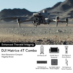 DJI Matrice 4T industrial drone with integrated thermal camera, visual zoom lens, and multi-sensor payload, designed for inspections, emergency response, and night operations.