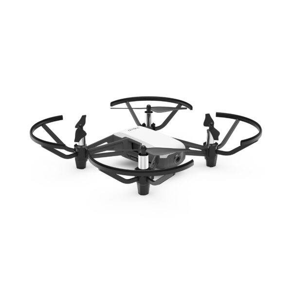 DJI Tello Standard mini drone in mid-air with compact design, dual antennas, and forward-facing HD camera, ideal for beginners and educational drone use.