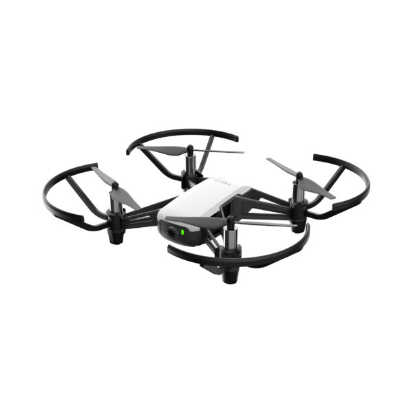 DJI Tello Boost Combo featuring mini drone, three batteries, charging hub, propeller guards, and 720p HD camera for beginner-friendly and educational drone flights.