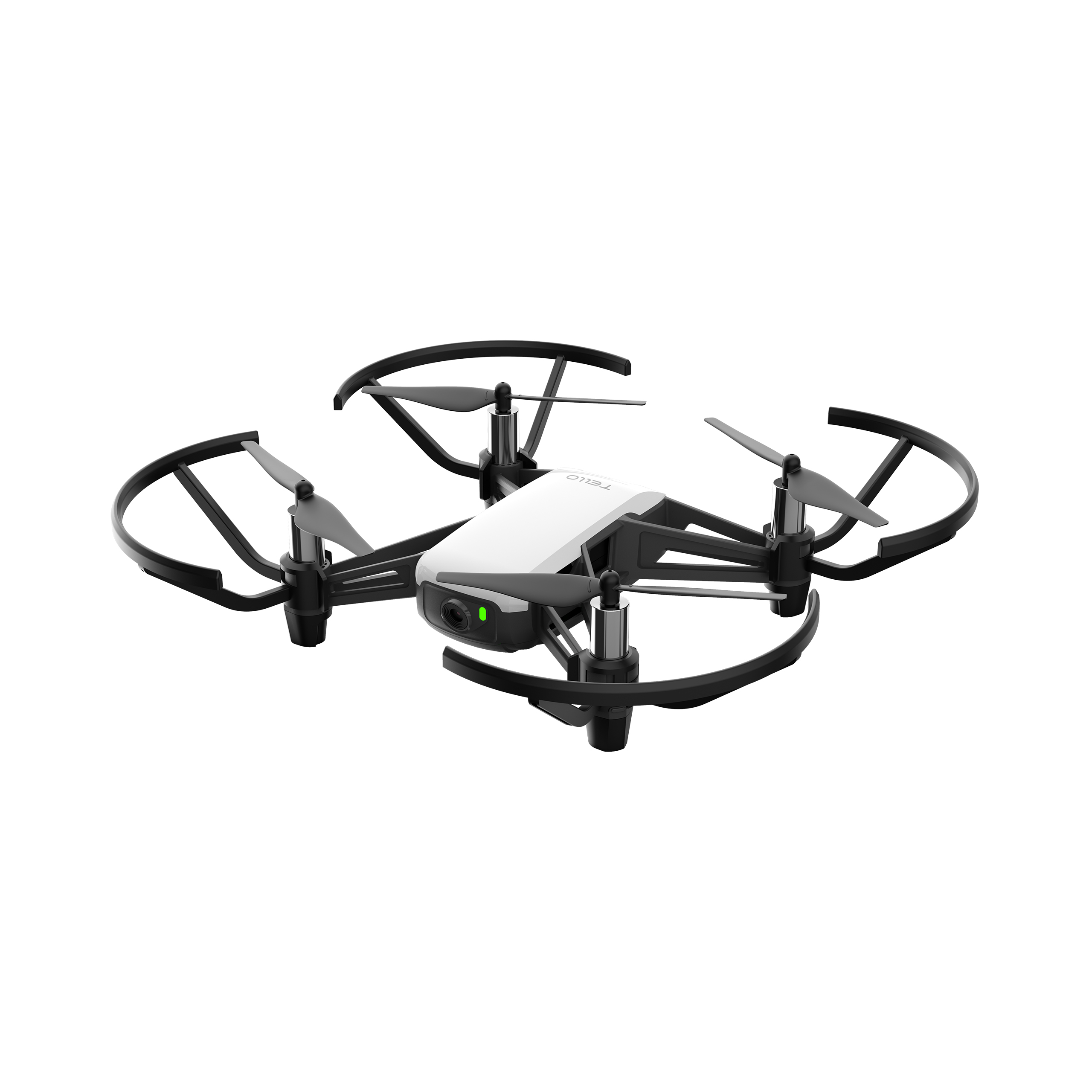 DJI Tello Standard mini drone in mid-air with compact design, dual antennas, and forward-facing HD camera, ideal for beginners and educational drone use.