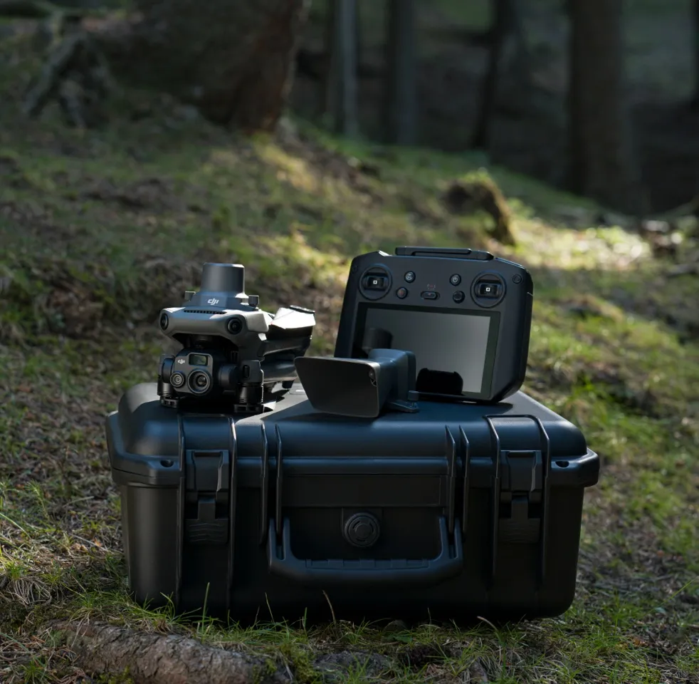 DJI Mavic 3E enterprise drone with mechanical shutter camera, RTK module, and foldable design for aerial surveying, inspection, and public safety missions.