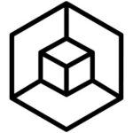 Icon of a cube inside a hexagon, representing seamless data processing on DJI Terra software.