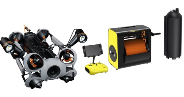 M2 PRO MAX Advanced underwater drone with 4K UHD camera, 200m depth capability, 8 thrusters, and payload-ready design for research and inspections.