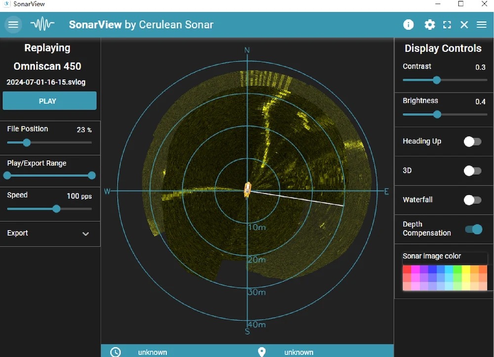 450FS side scanning sonar system with dual transducers mounted for underwater imaging