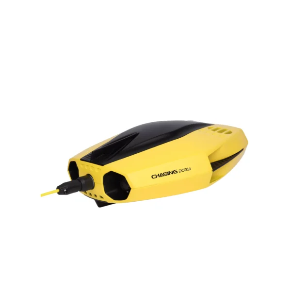 Dory mini underwater drone exploring ocean with bright yellow body