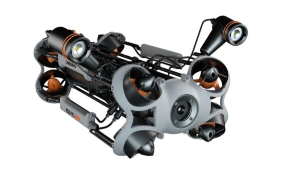 M2 PRO MAX Advanced underwater drone with 4K UHD camera, 200m depth capability, 8 thrusters, and payload-ready design for research and inspections.