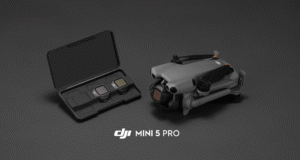 DJI Mini 5 Pro drone with advanced camera and compact foldable design flying in the sky
