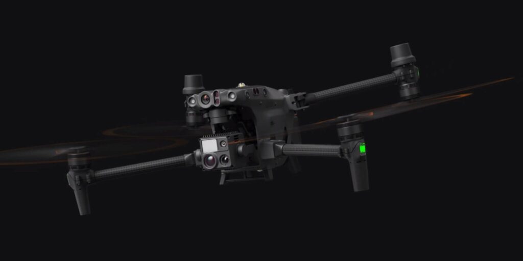 Enterprise drone capturing high-resolution aerial imagery for industrial inspection and mapping