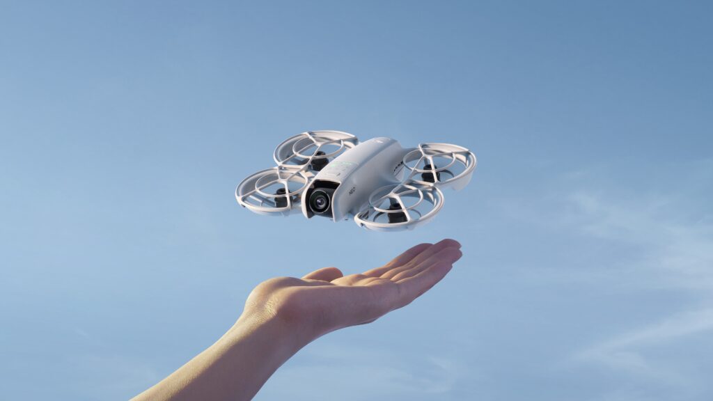 DJI Neo Fly More Combo drone with motion controller, designed for extended flight sessions and smooth aerial capture
