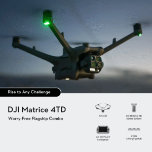 DJI Matrice 4TD Combo enterprise drone in flight with thermal and visual sensors.