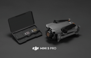 DJI Mini 5 Pro Fly More Combo (RC‑2) drone flying over a scenic landscape, capturing high‑resolution 4K footage.
