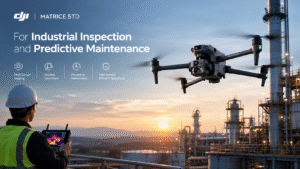 DJI Matrice 5TD thermal drone inspecting industrial equipment at a plant